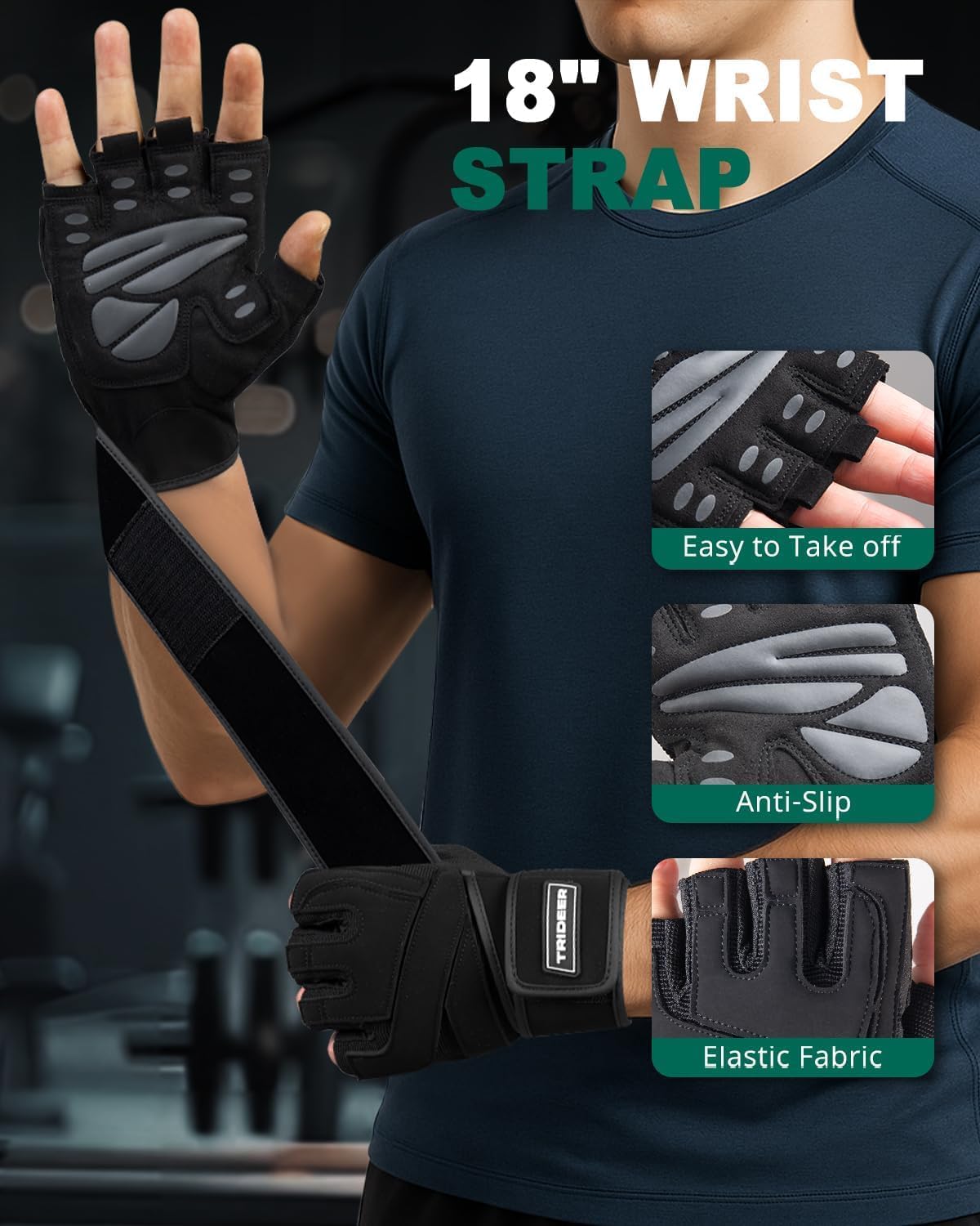 Trideer Weight Lifting Gloves for Men, Workout Gloves with Wrist Support