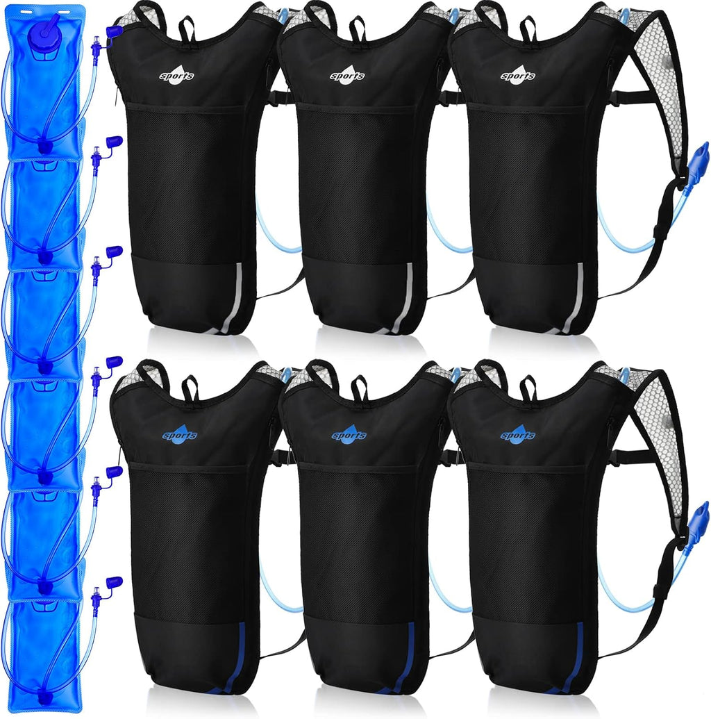Reginary 6 Pack Hydration Backpack Set with 2l Water Bladder, Lightweight Water Backpack Outdoor for Hiking Hydration Pack with Water Bladder for Adults Running Cycling Biking