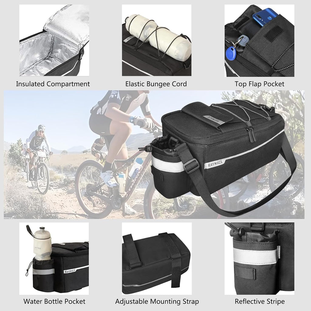 RAYMACE Bike Rear Rack Bag, Bike Trunk Cooler Bag