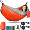 Camping Hammock Lightweight, Portable Hammocks Parachute Hammock with Two Tree Straps, Single or Double Travel Swing Nylon Camp Hammocks, Outdoor Essentials for Beach Backpacking Hiking, Orange