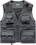 Gihuo Mens Fishing Vest Lightweight Utility Vests Cargo Outdoor Safari Travel Vest with Pockets