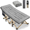 Fragess Portable Camping Cot, 600LBS Max Load, Extra Wide with Thick Mattress, Folding Cot for Outdoor Camping/Office, Home Nap (Grey)