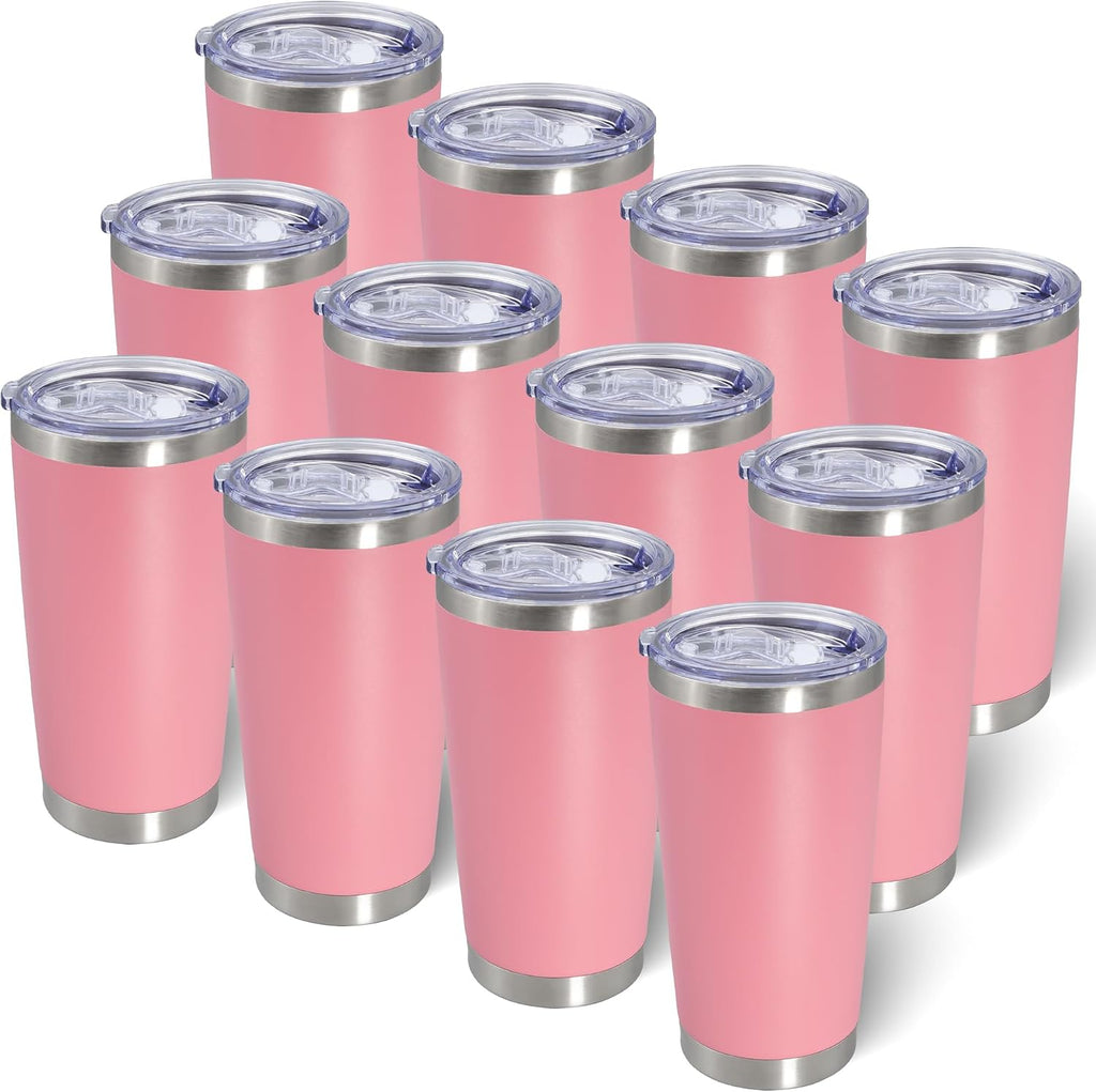 20oz Tumbler with Lid Stainless Steel Tumblers Insulated Mug Pink 12P