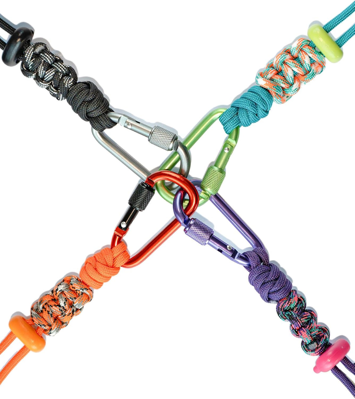 Carabiner Clip 2 Pack, Screw Lock Paracord Gear Lanyard