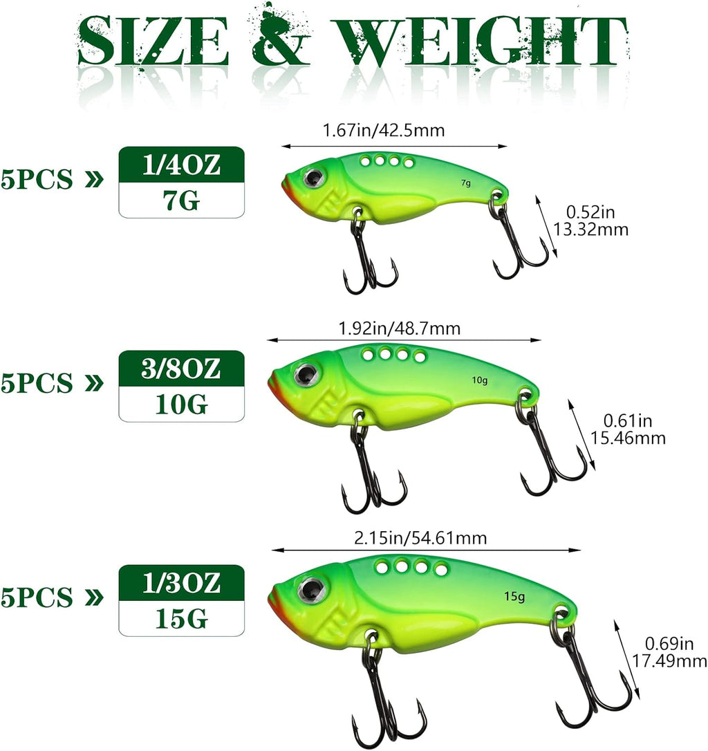 Dovesun Blade Bait Fishing Lures Swimbait Fishing Spoons 15pcs