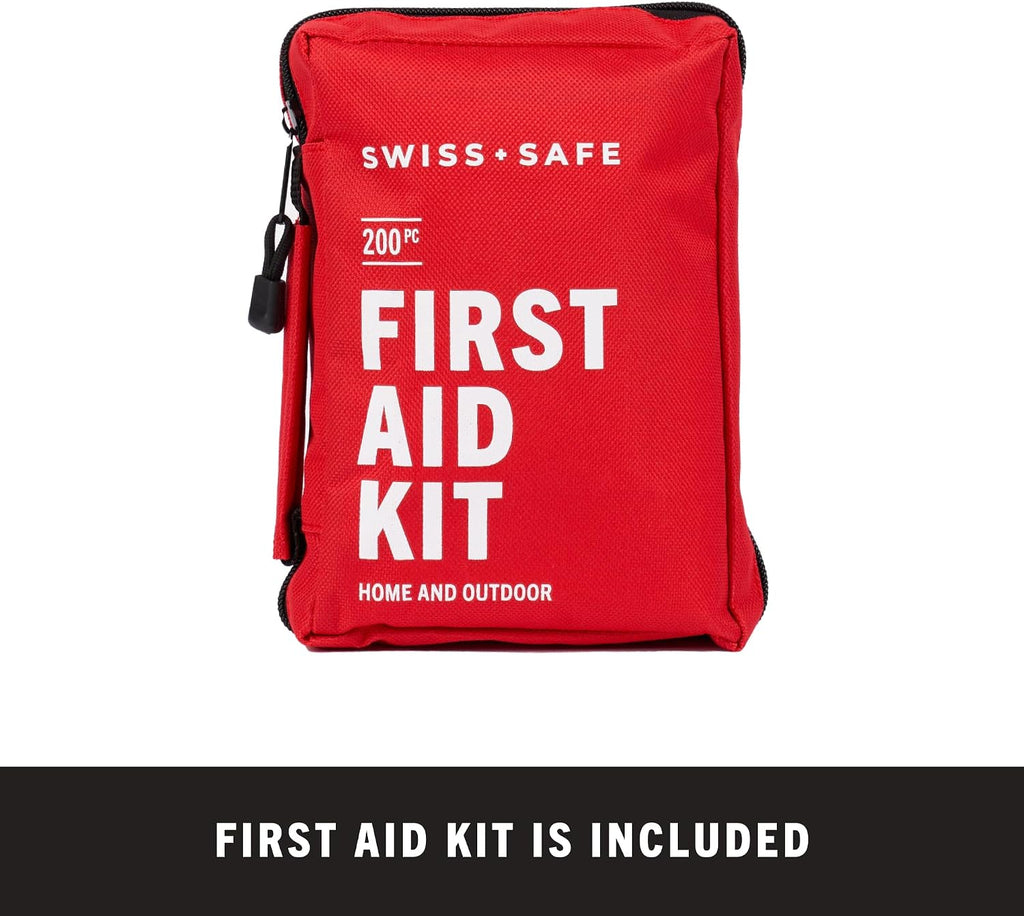 Swiss Safe 233-Pcs Car First Aid Kit Essentials, Jumper Cables & Mini Kit