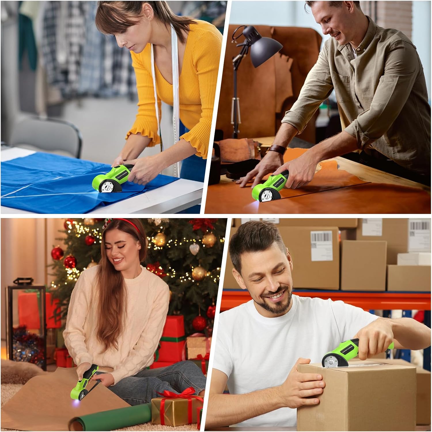 Cordless Electric Scissors, 4V Rechargeable Rotary Cardboard Cutter
