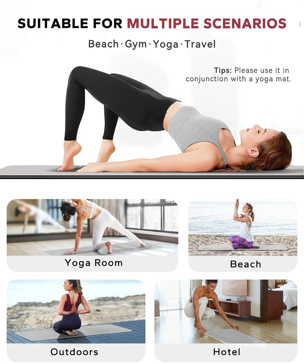 HAPBEAR Non Slip Yoga Mat Towel with Grip Dots, 72" x 24" Hot Yoga Towel - Super Absorbent Microfiber Yoga Towel for Hot Yoga, Bikram, Pilates and Gym Workout - Grey