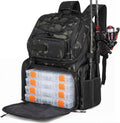 HAMBOLY 50L Fishing Backpack with Tackle Boxes, Cooler & Rod Holders