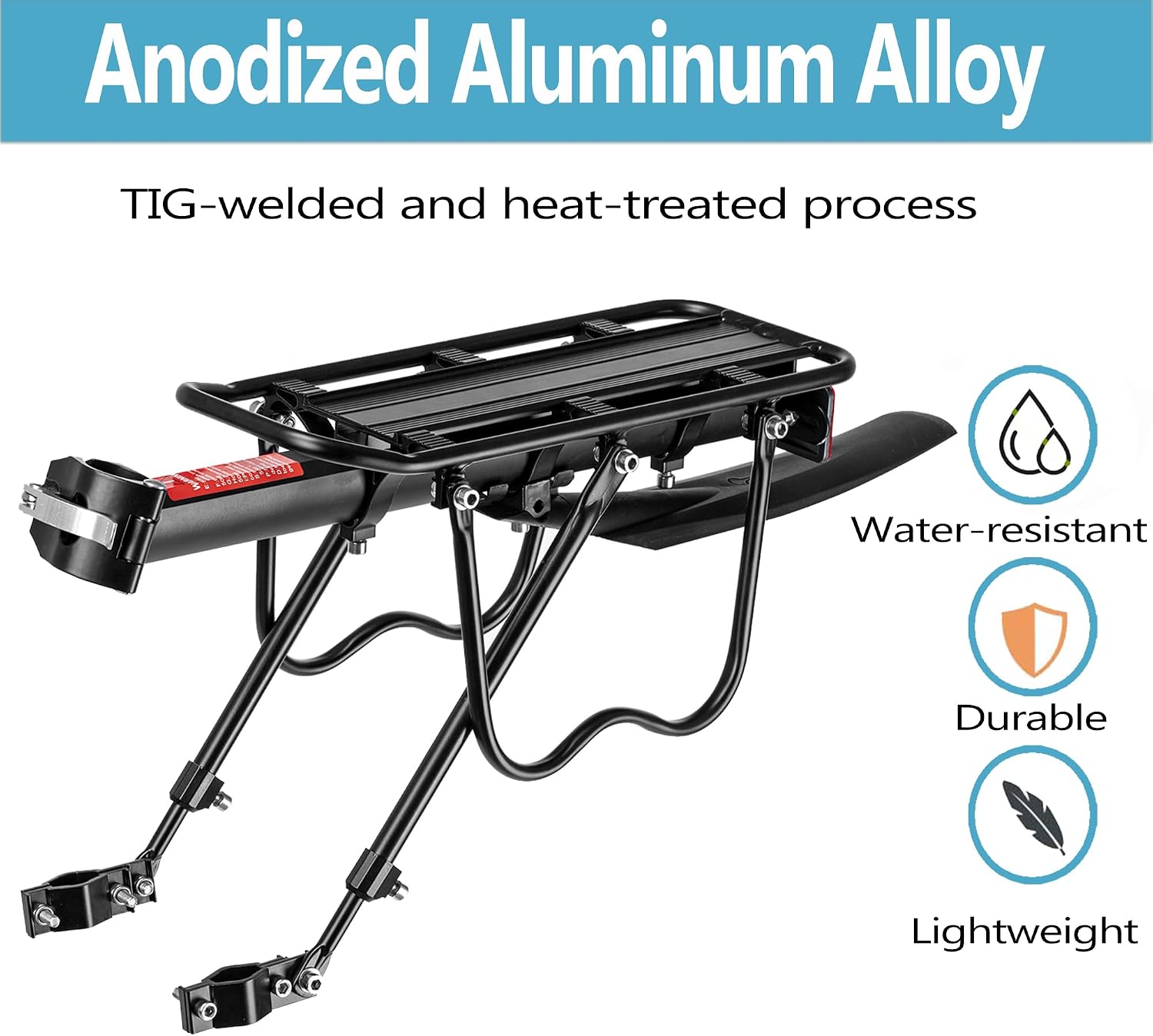 Rear Bike Rack,Bike Cargo Rack w/Fender & Large Size Reflective,Quick Release Mountain Road Bicycle Rear Racks,Universal Bike Luggage Rack,Large Capacity Bike Pannier Rack,YONTUO