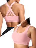 Buauty Sports Bra for Women, Criss Cross Back Medium Support Workout Bras with Removable Cups for Yoga Running Gym
