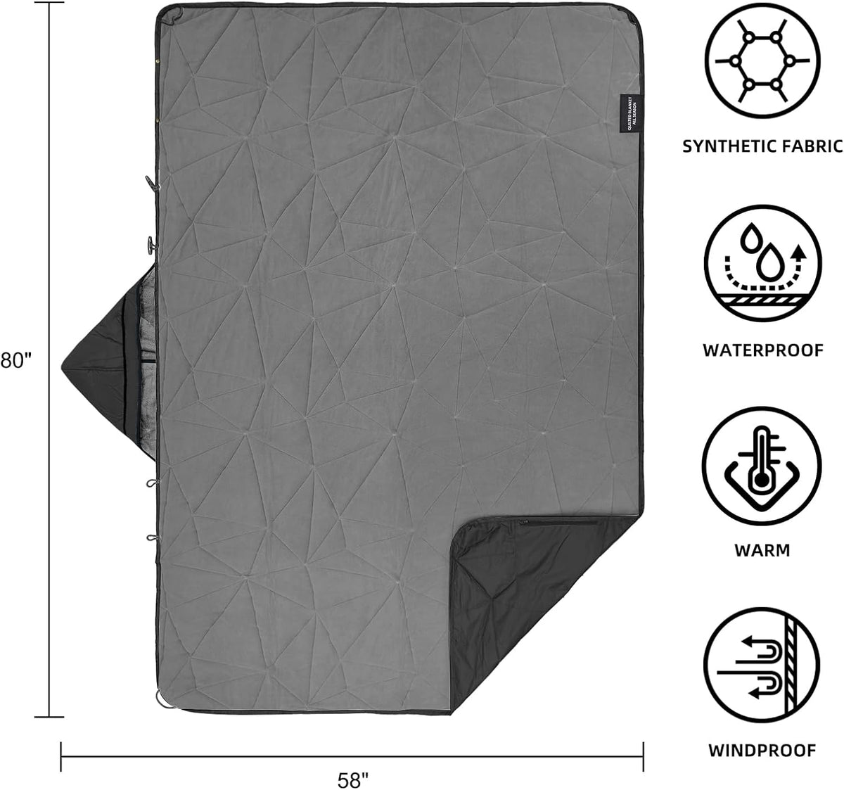 Large Waterproof Outdoor Blanket Thick Fleece 80" x 58"