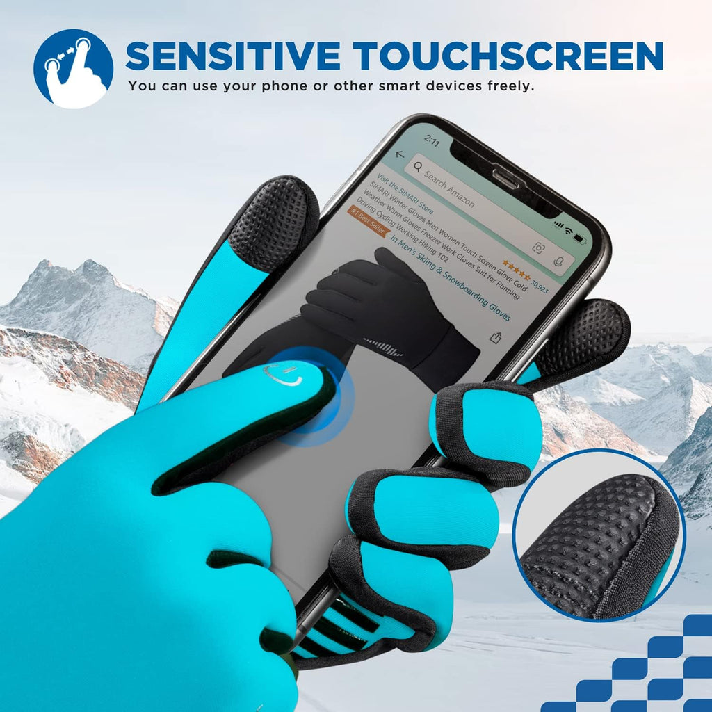 SIMARI Winter Gloves for Women Men - Cold Weather Thermal Touch Screen Ski Snow Glove Liners, Non-Slip Palm & Warm Fleece Lined, for Running Cycling Driving Hiking Walking Sports Outdoor Texting Work