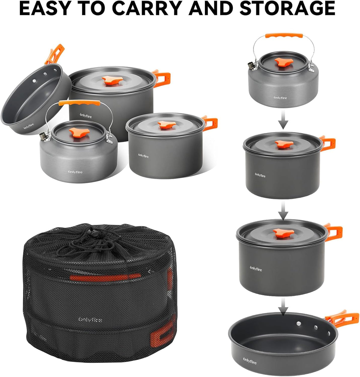 ONLYFIRE OUTDOOR LIVING 15 PCs Camping Utensils Cookware Set, CT605