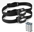 Amazon Basics Outdoor and Camping Essentials Headlamps, 45-Degree Adjustable, 7 Lighting Modes with Red Light, Water Resistant, 2-Pack, Black