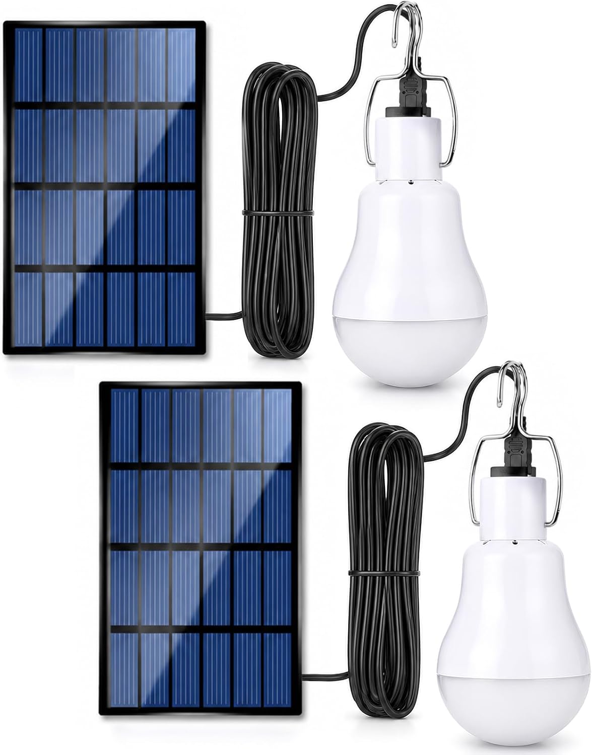 Solar Light Bulbs, Rechargeable Lights for Indoor & Outdoor Use, 2-Pack