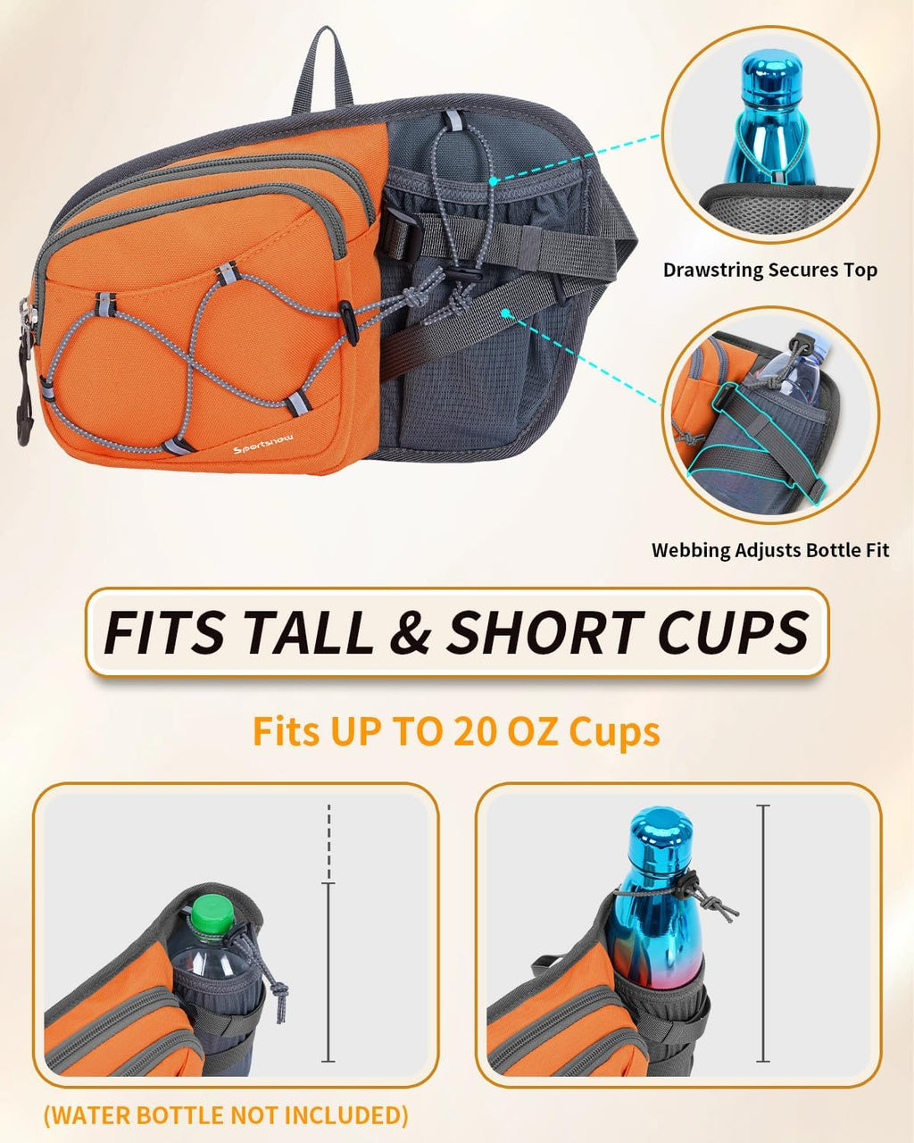 sportsnew Waist Pack with Water Bottle Holder, Fanny Pack for Men Women