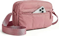 BAGSMART 2 in 1 Small Puffy Camera Sling Bag, Dark Pink