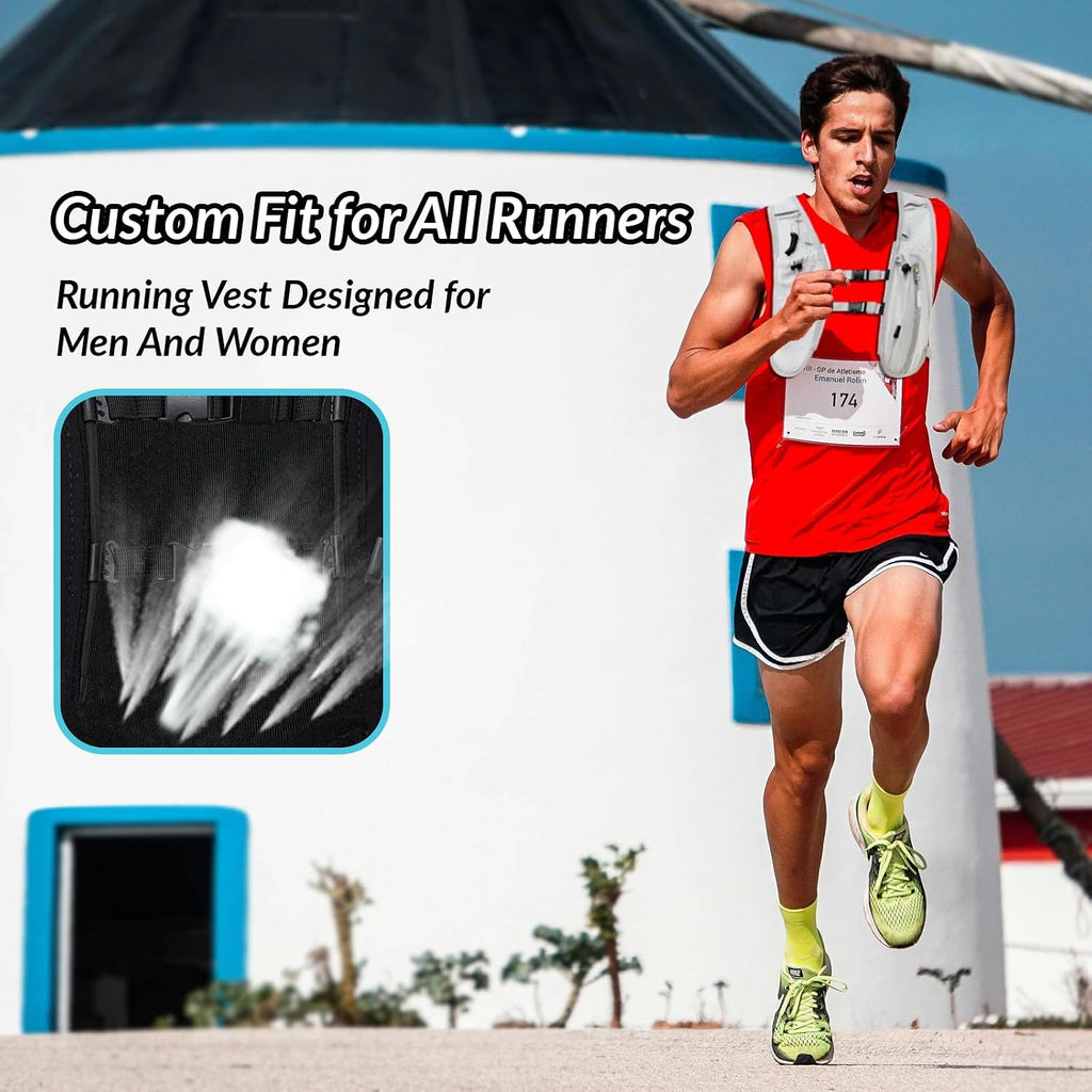 Runlight Running Vest for Women Men, Adjustable Hydration Backpack Breathable Reflective with 1.5L Water Bladder for Hiking, Trail, Running, Marathons, Cycling