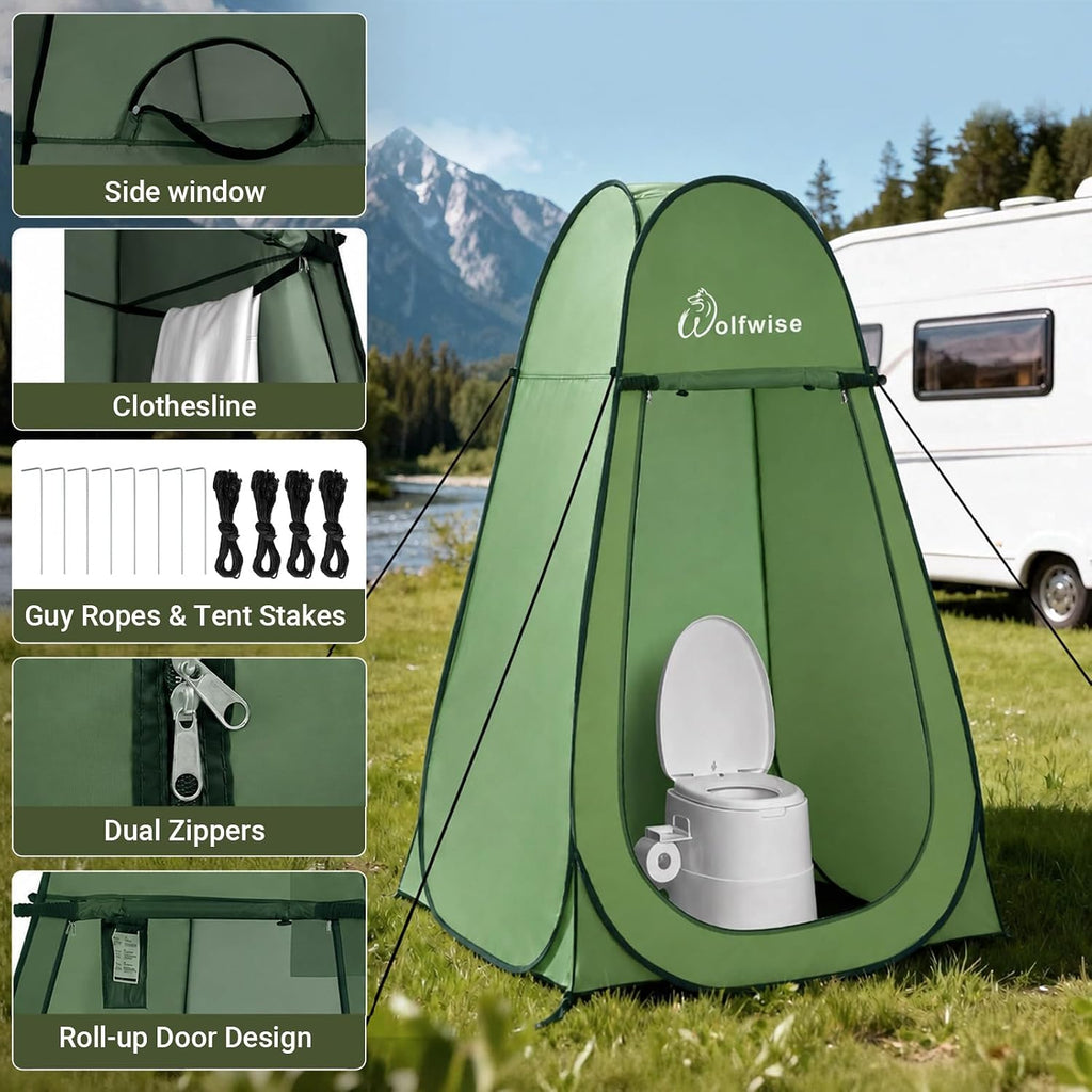 WolfWise Pop Up Shower Tent for Camping Essentials, Compact & Lightweight