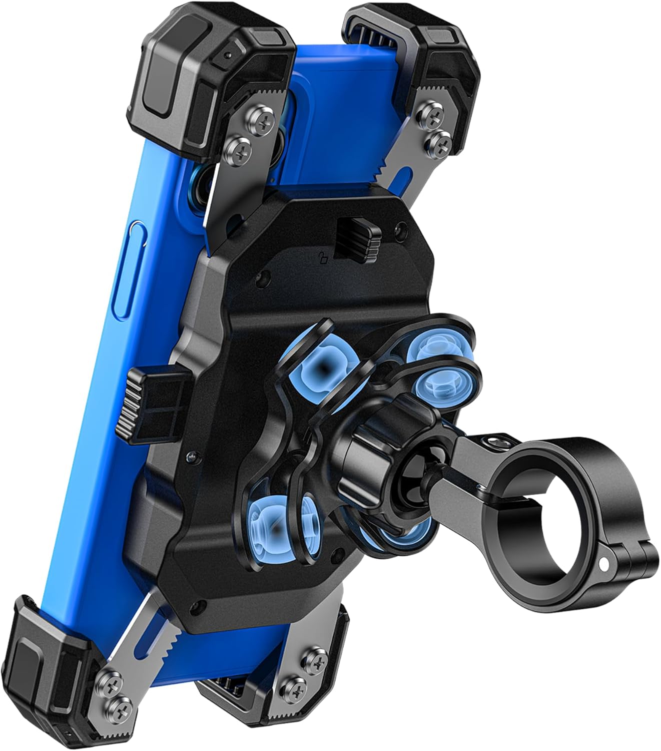 VAZESWIN Motorcycle Bike Phone Mount with Vibration Dampener, 1s Auto Lock