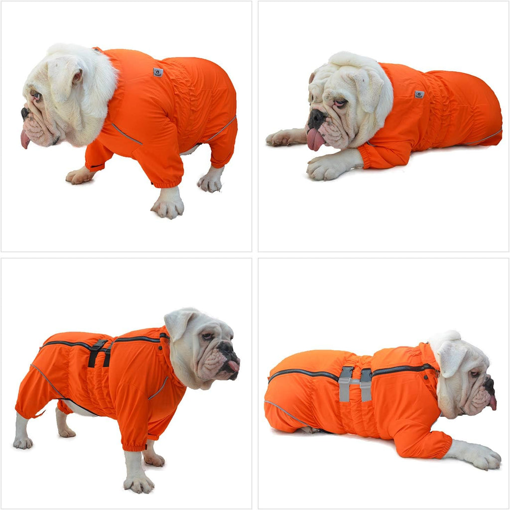 Lovelonglong Waterproof Dog Raincoat – 4-Leg Full Body Dog Rain Suit with Reflective Strips & Leash Opening, Outdoor Dog Jacket for Rainy Weather