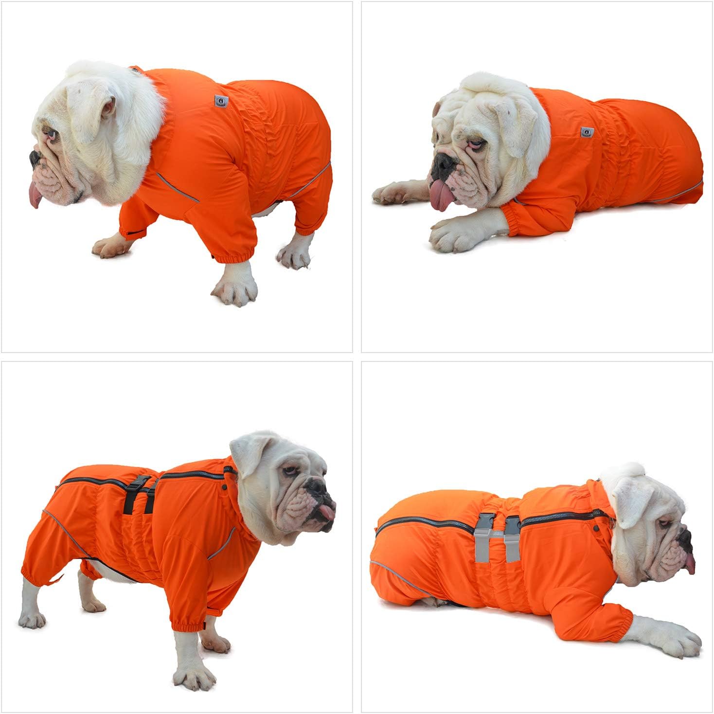 Lovelonglong Waterproof Dog Raincoat – 4-Leg Full Body Dog Rain Suit with Reflective Strips & Leash Opening, Outdoor Dog Jacket for Rainy Weather