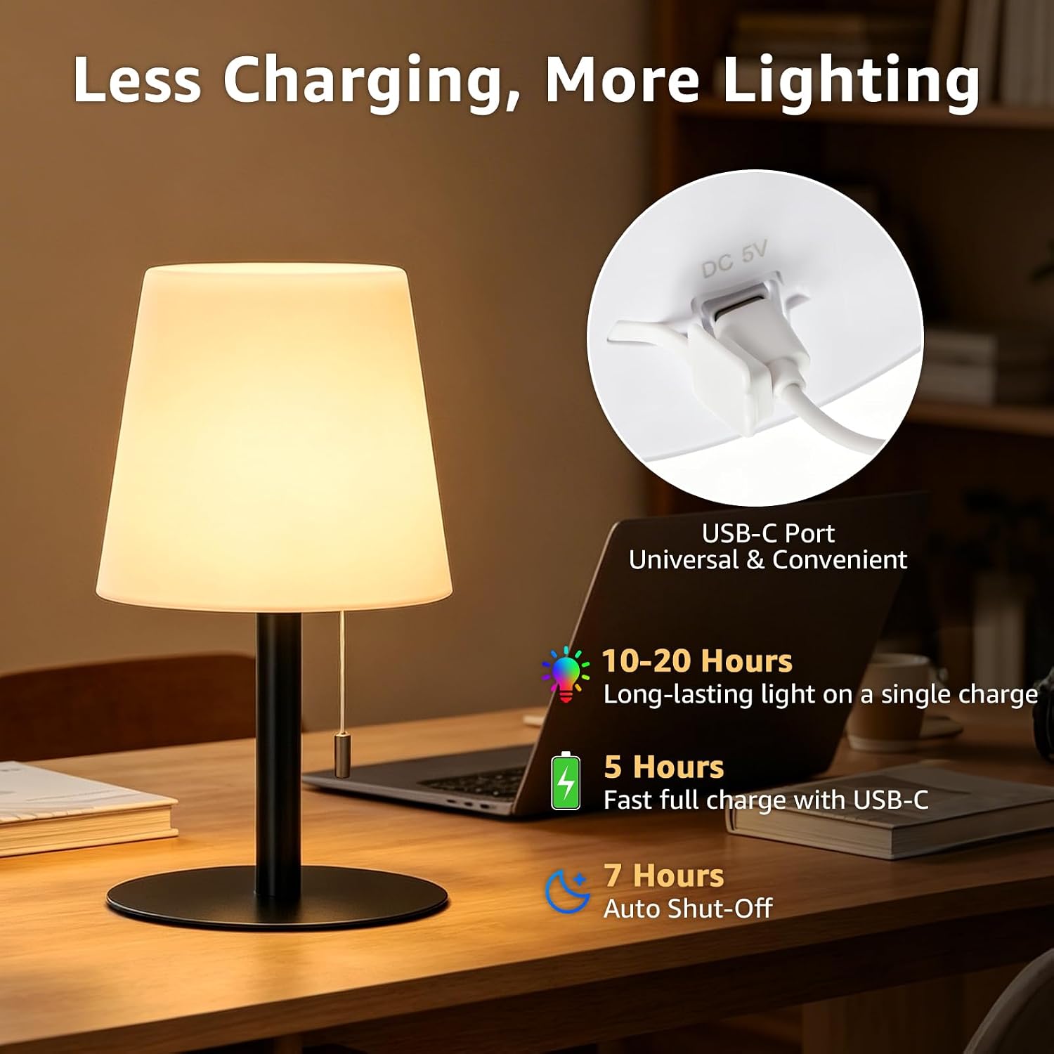uuffoo Shower Lamp Rechargeable Cordless Light Waterproof for Bathroom Spa