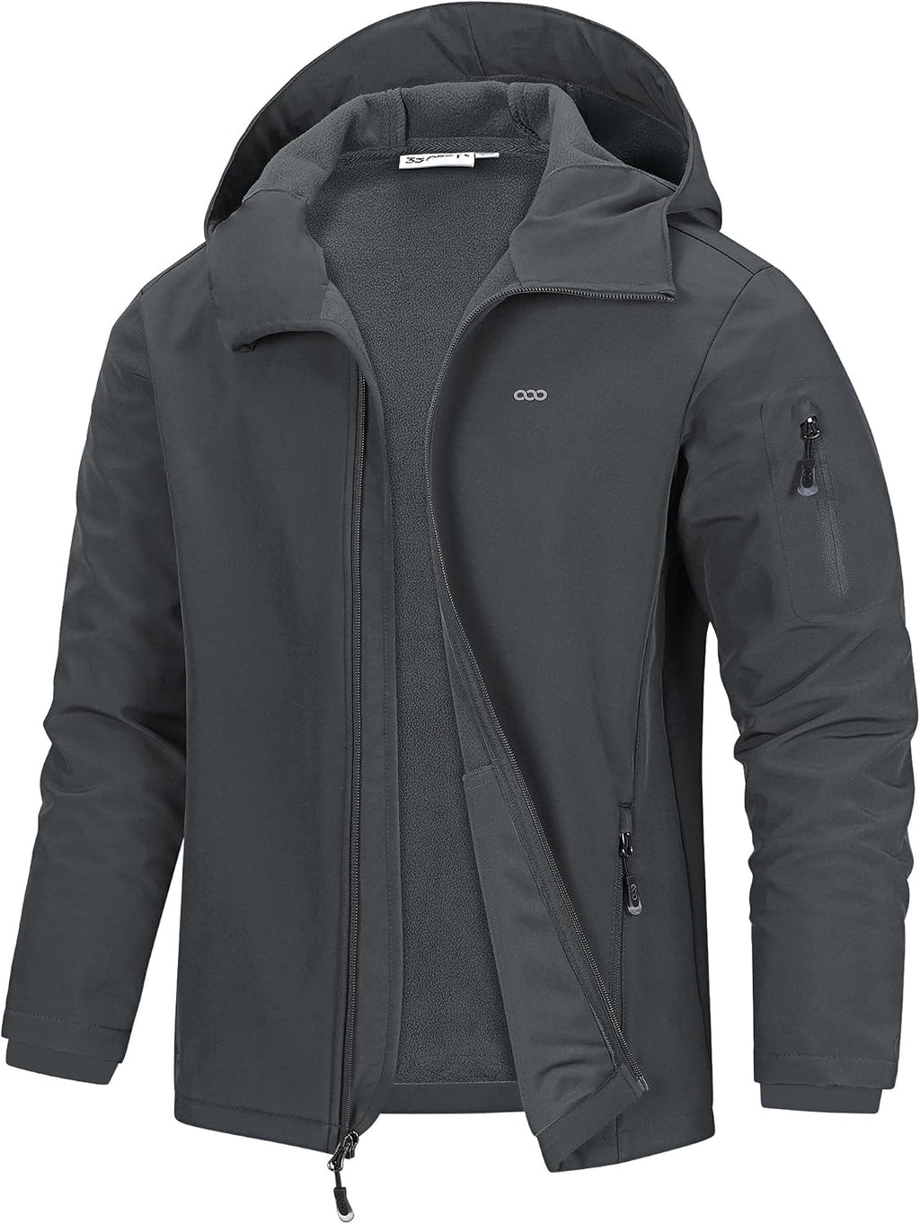 33,000ft Men's Hooded Fleece Lined Rain Shell Jacket Waterproof Lightweight