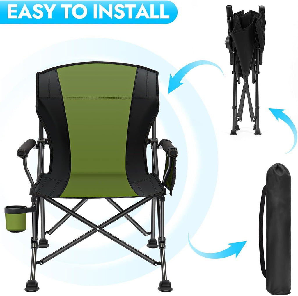 2 Pack Camping Chairs for Adults, 450 LBS Heavy Duty Camp Chair