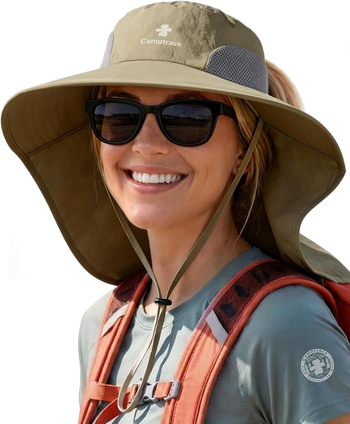 Camptrace Sun Hats for Women Men with Neck Flap UV Protection Wide Shade
