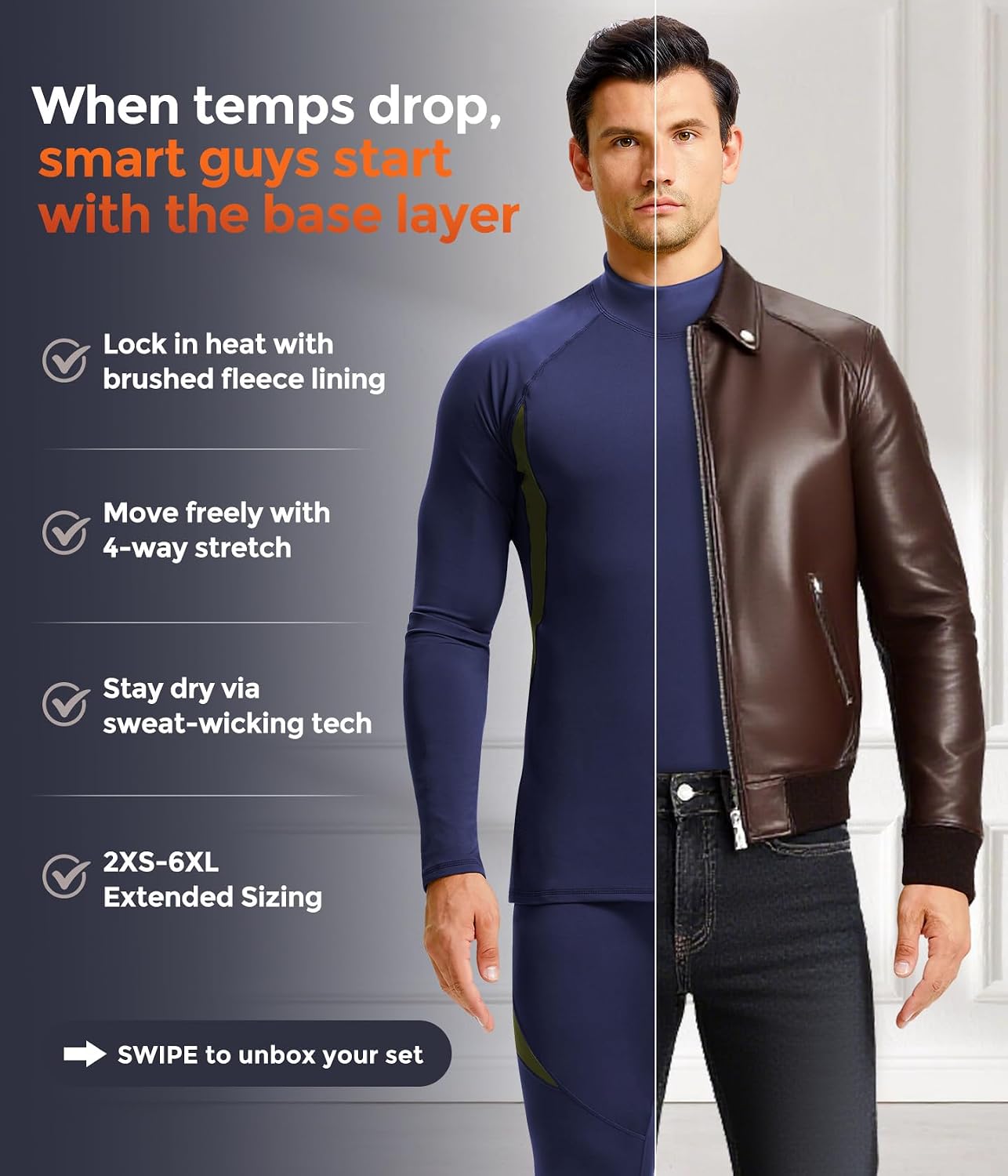 Mens Thermal Underwear Long Johns Set Cold Weather Hunting Base Layer
