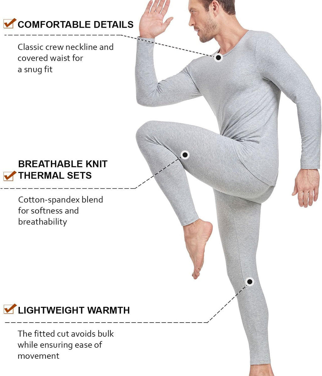 wirarpa Men's Cotton Long Johns Thermal Underwear Set Top and Bottom