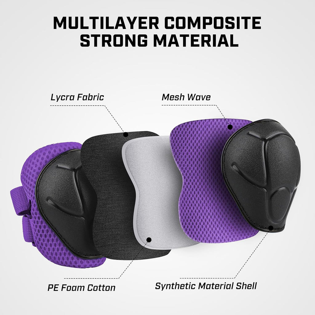 WayEee 6PCS Kids Protective Gear Set Knee Pads Elbow Pads Wrist Guards/3-14