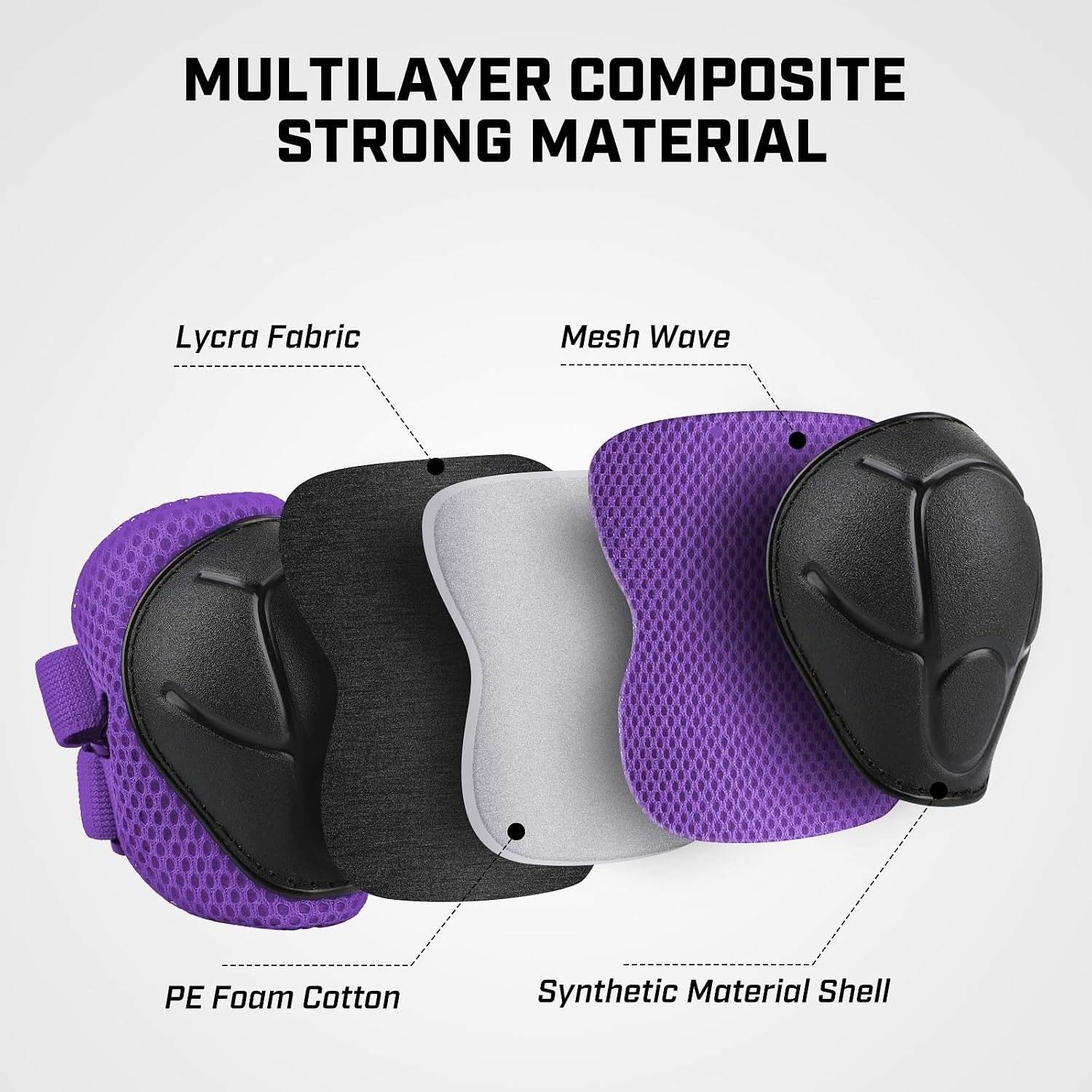WayEee 6PCS Kids Protective Gear Set Knee Pads Elbow Pads Wrist Guards/3-14