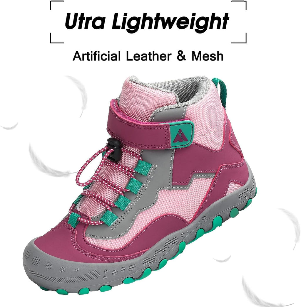 Mishansha Kids Hiking Boots Toddler Boys Girls Hiking Shoes Outdoor Trail | Kids Sneakers Anti-Collision, Water-Resistant, Non-Slip Athletic Trekking Shoes for Walking, Camping, School& Play Outdoor