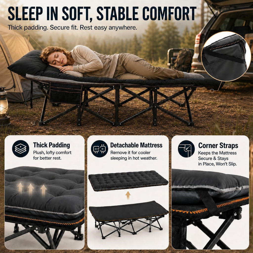ABORON 2PK Camping Cots for Adult, 28" Extra Wide Outdoor Sleeping Bed Cot