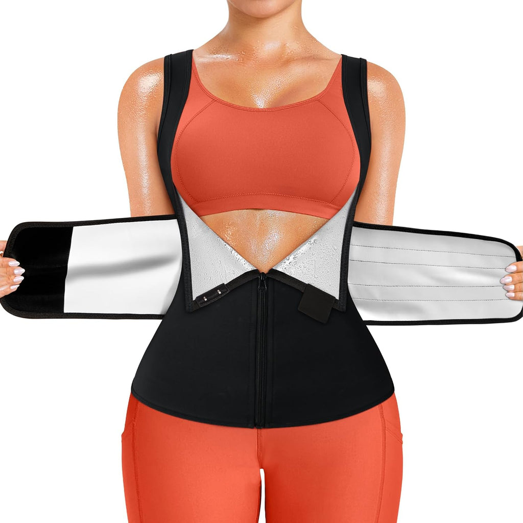 TrainingGirl Sauna Sweat Suit for Women Waist Trainer Workout Faja Weight Vest Body Shaper Shirt Band