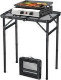 2ft Folding Grill Table 23''x16'', 3 Adjustable Heights Max 27.5'', Black