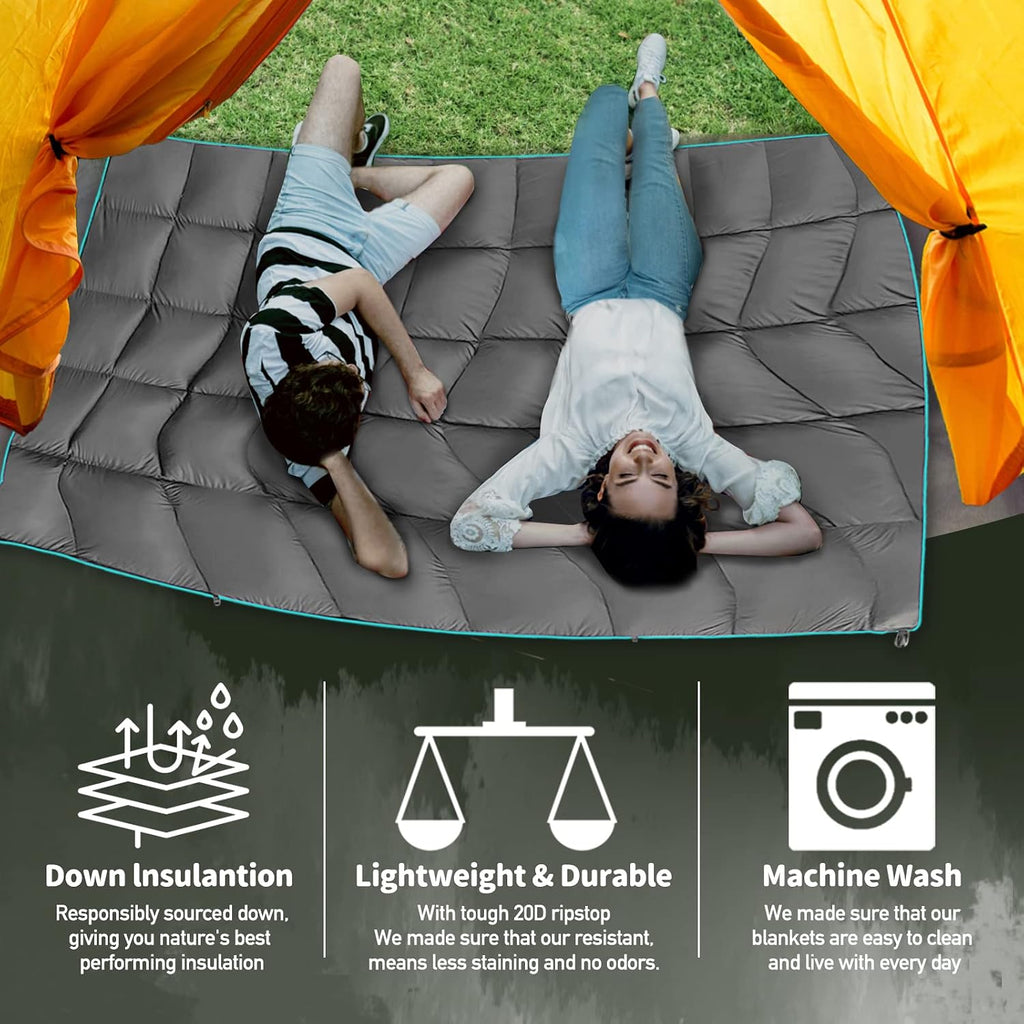 Outdoor Puffy Camping Blanket, Large Outdoor Blanket Waterproof, 55*79''