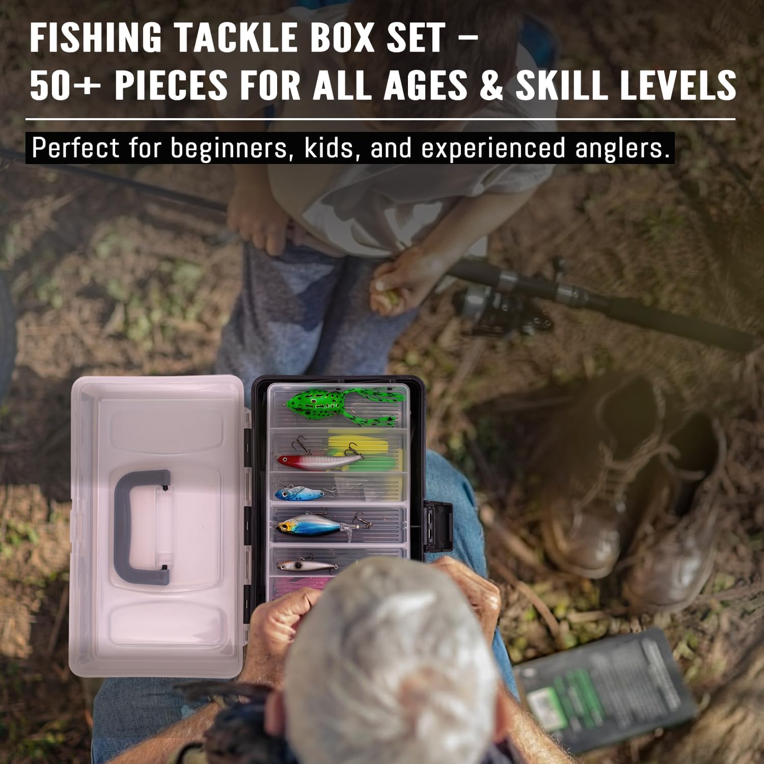 Large 3-Layer Fishing Tackle Box Lures with Tackle Included 448 Pcs