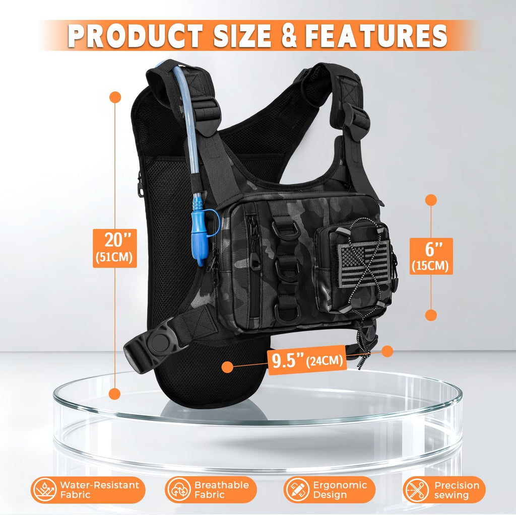 Outdoor Hydration Vest for Running & Hiking, Lightweight Breathable Water Backpack with 2.0L Bladder, Bounce-Free Chest Pack for Marathon, Cycling, Trekking for Men and Women