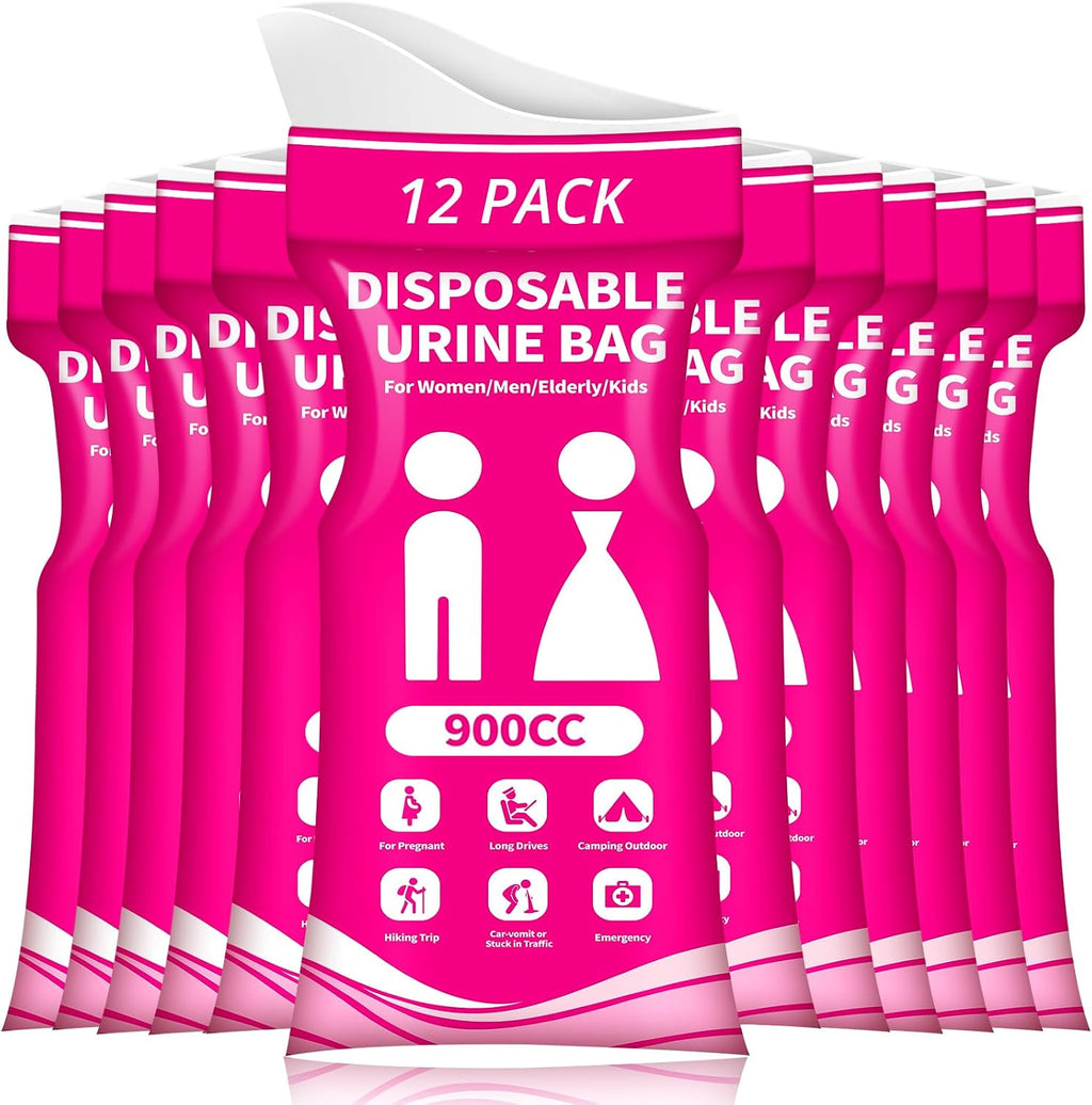 Disposable Urine Bag for Travel - 900ML Portable Pee Bags for Women Men 8/12/20/24/28 PCS Emergency Vomit Bags Urinal Toilet for Car Camping, Road Trip,Traffic Jam, Pregnant, Kid, Patient