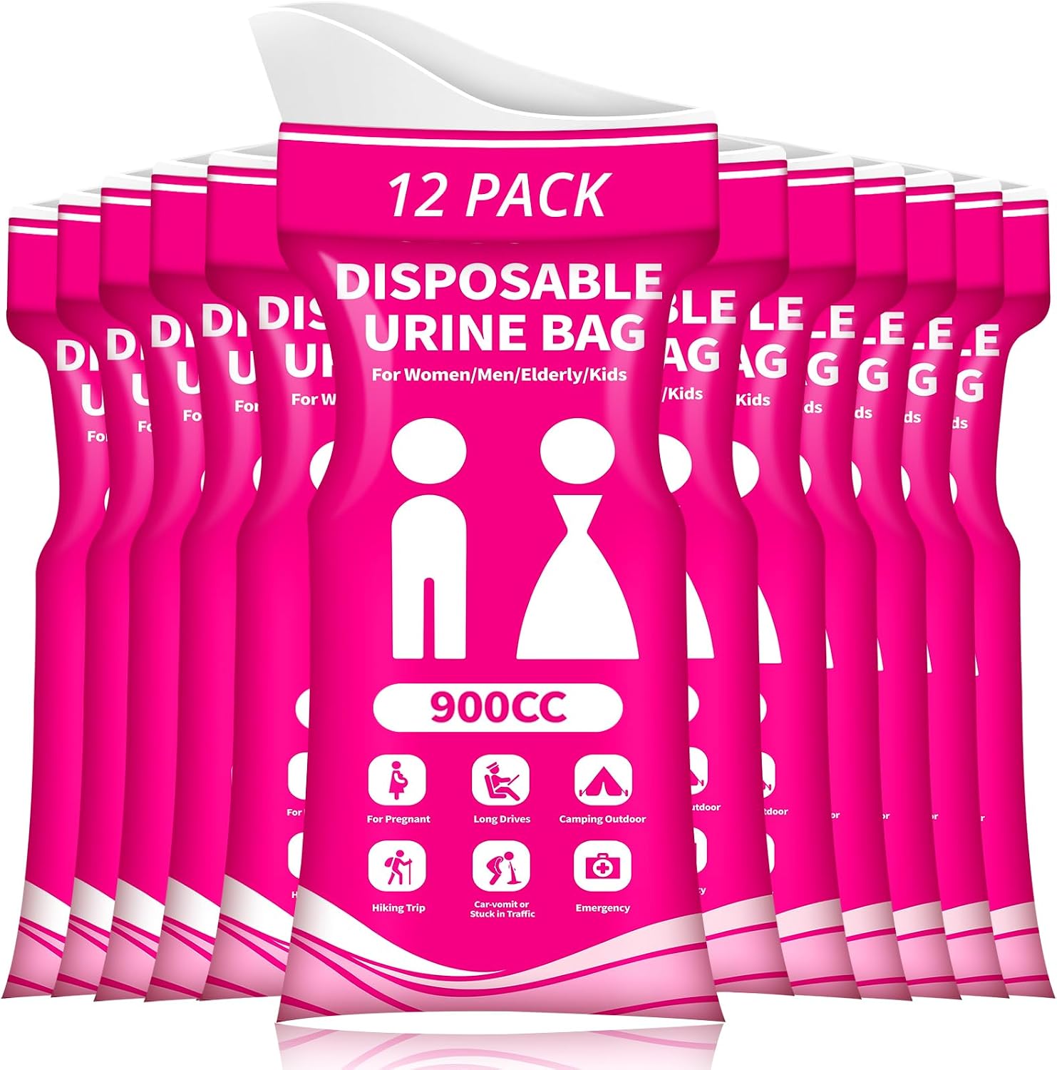 Disposable Urine Bag for Travel - 900ML Portable Pee Bags for Women Men 8/12/20/24/28 PCS Emergency Vomit Bags Urinal Toilet for Car Camping, Road Trip,Traffic Jam, Pregnant, Kid, Patient