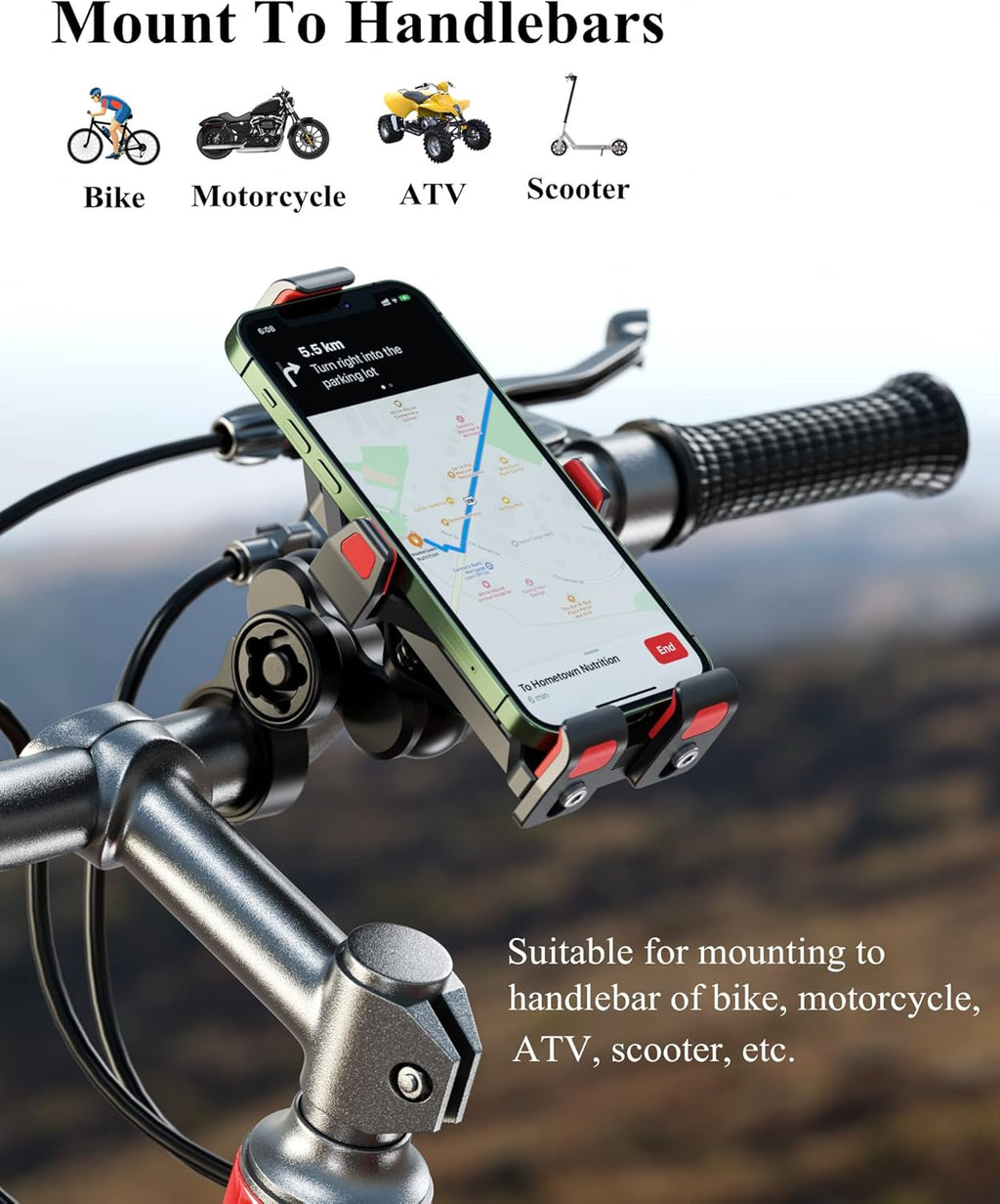 BRCOVAN Anti-Theft Aluminum Alloy Motorcycle Phone Mount Holder
