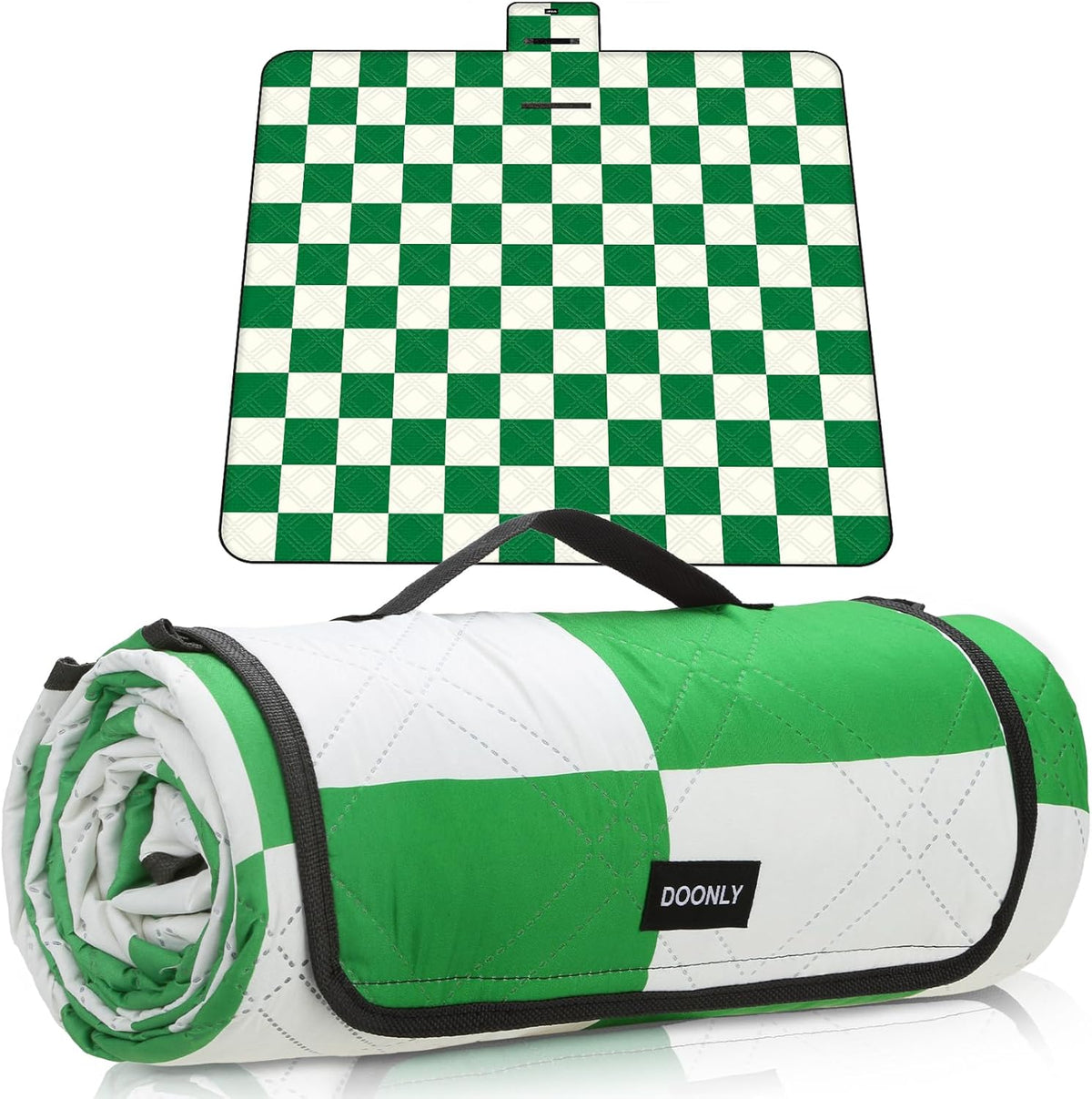 Doonly Large Picnic Blanket, 78 x 78 in, Waterproof Beach Blanket, Gingham