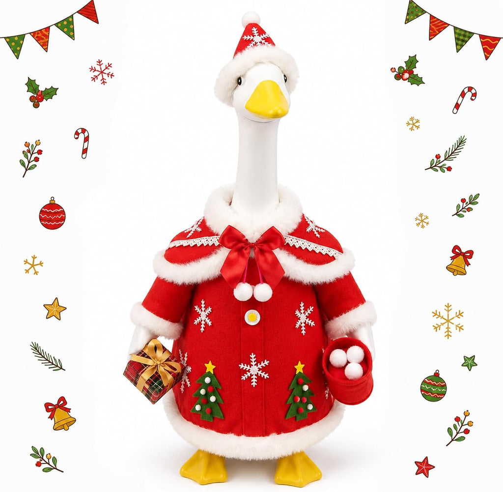 Back to School Porch Goose Outfit Set for 23'' Plastic Statue, Lawn Porch Goose Clothes with Apple for School Outdoor Garden Yard Patio Decor(Back to School)