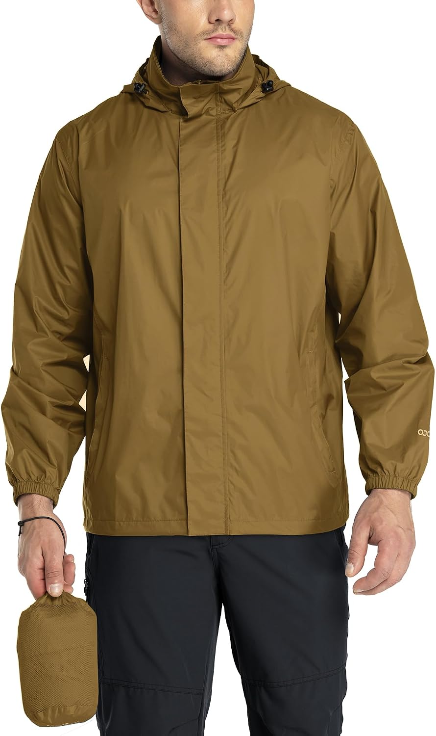 33,000ft Men's Packable Rain Jacket Lightweight Waterproof Golf Raincoat