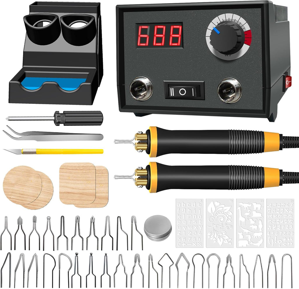 FIRElood Wood Burning Tool,Wood Burning kit Pen 25~750℃,Professional Wood Burning kit,with Digital Thermometer Temperature Adjustable Temperature,1 Wood Burning pens, 30 Wood Burning Pen Tips