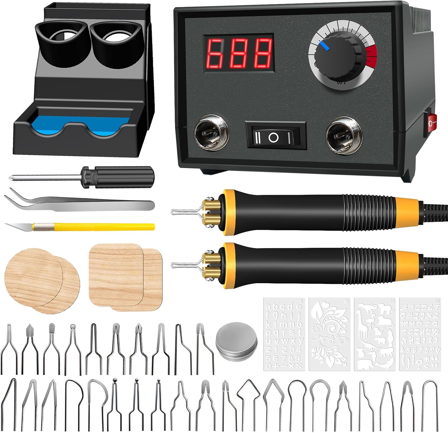 FIRElood Wood Burning Tool,Wood Burning kit Pen 25~750℃,Professional Wood Burning kit,with Digital Thermometer Temperature Adjustable Temperature,1 Wood Burning pens, 30 Wood Burning Pen Tips